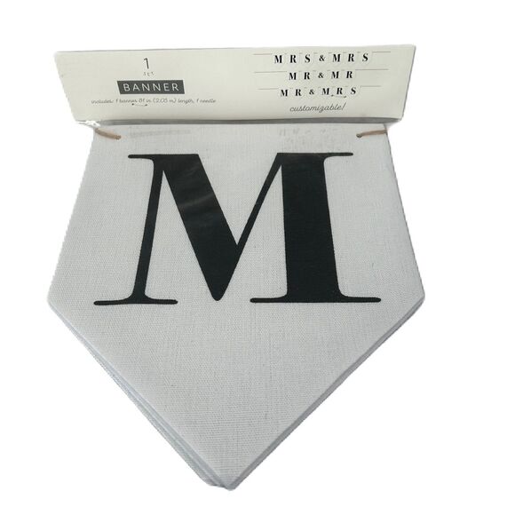 Horizon Banner Customizable Mr & Mrs Mr & Mr Mrs & Mrs White Black Wedding Decor - Picture 1 of 6